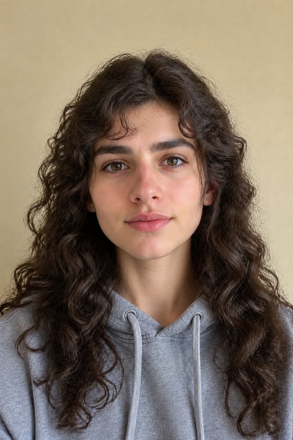 Gender swap filter: the same person shown as a woman