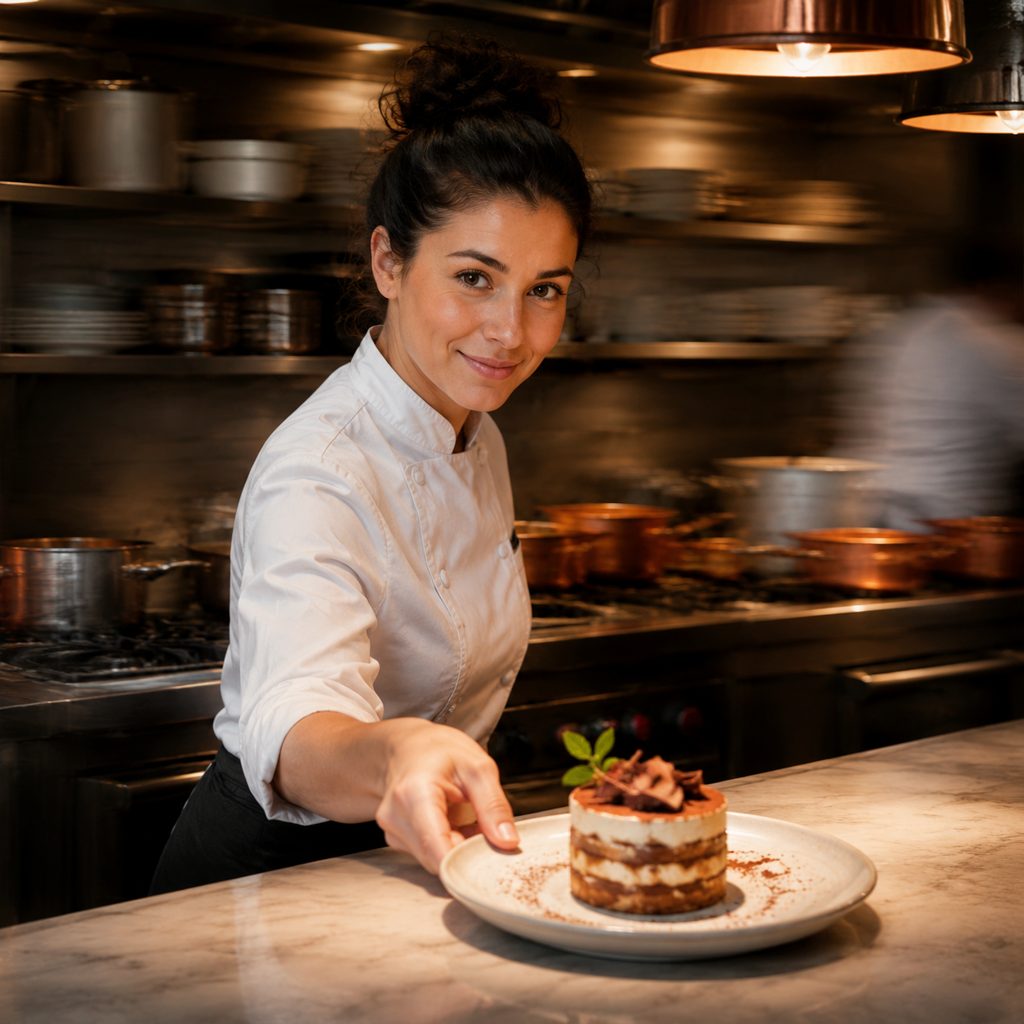 Dish presentation from the chef's left
