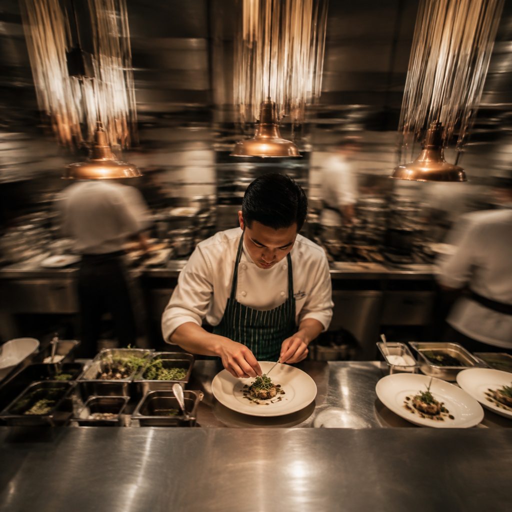 Restaurant opening shot