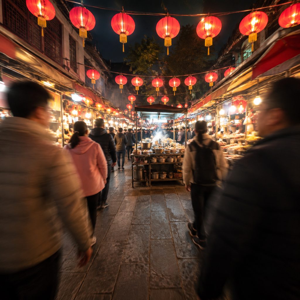 Walking into a night market