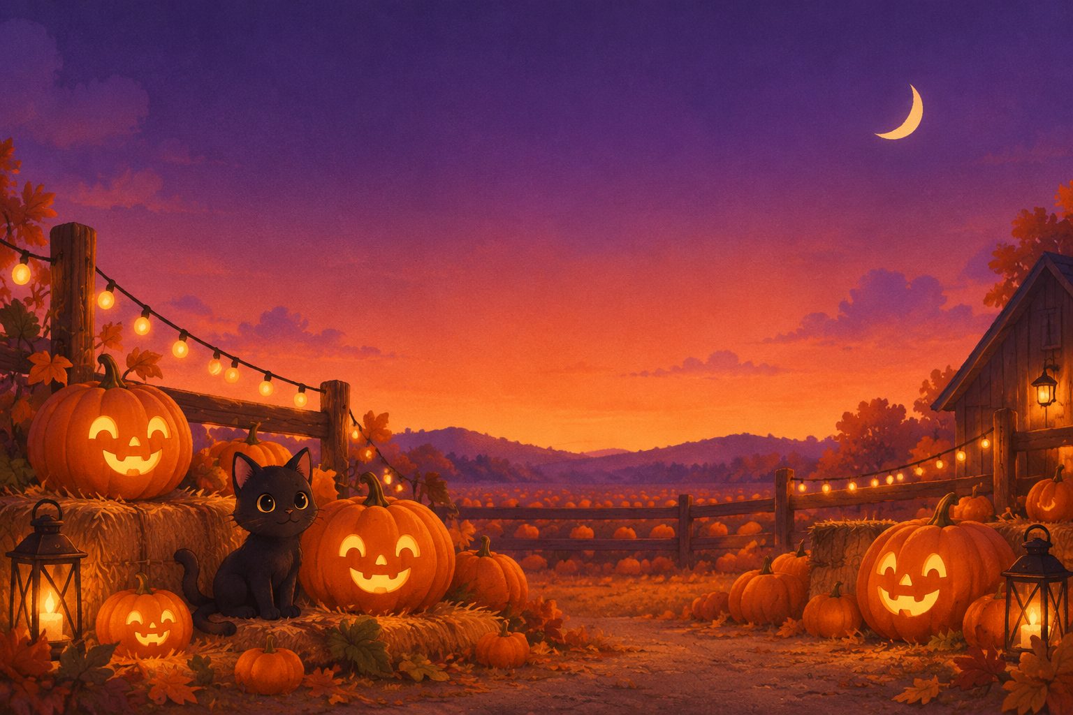 Halloween wallpaper for desktop: cute pumpkin patch
