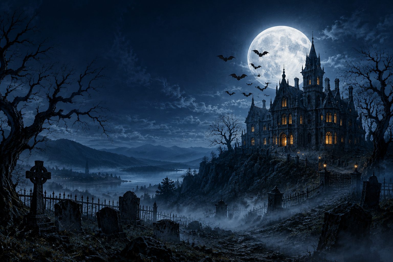 Halloween wallpaper for desktop: gothic mansion