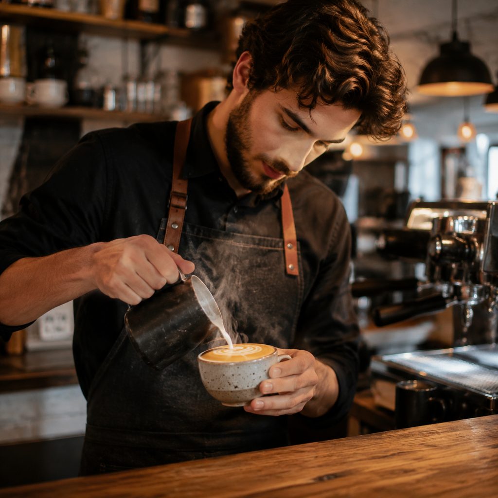 Barista pour for a cafe page
