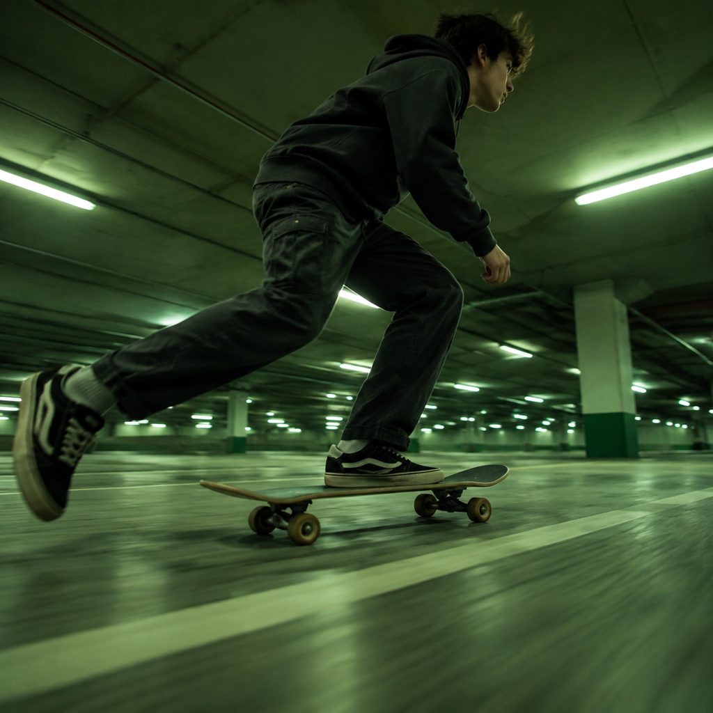 Skate line in a parking garage