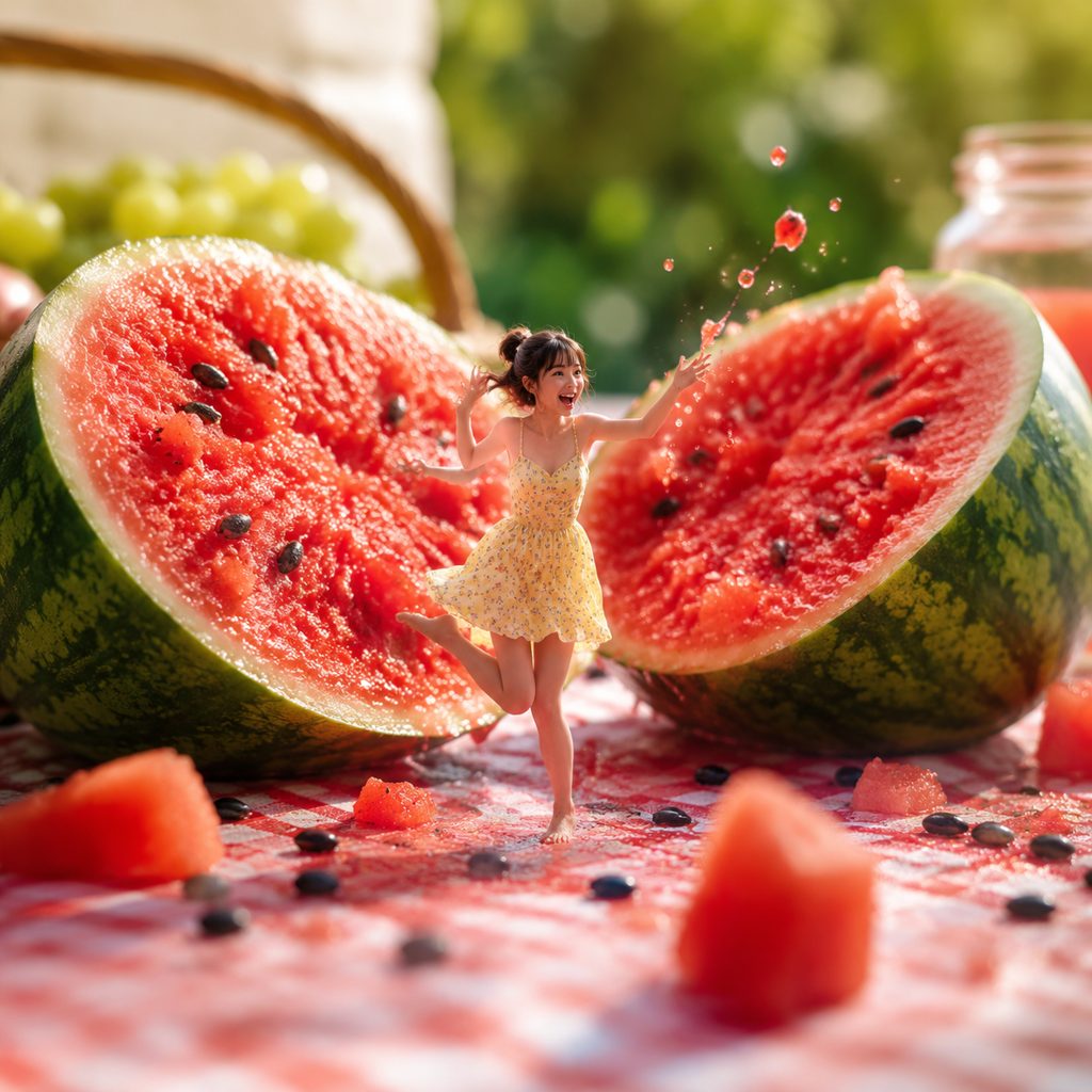 Watermelon cut for a satisfying feed