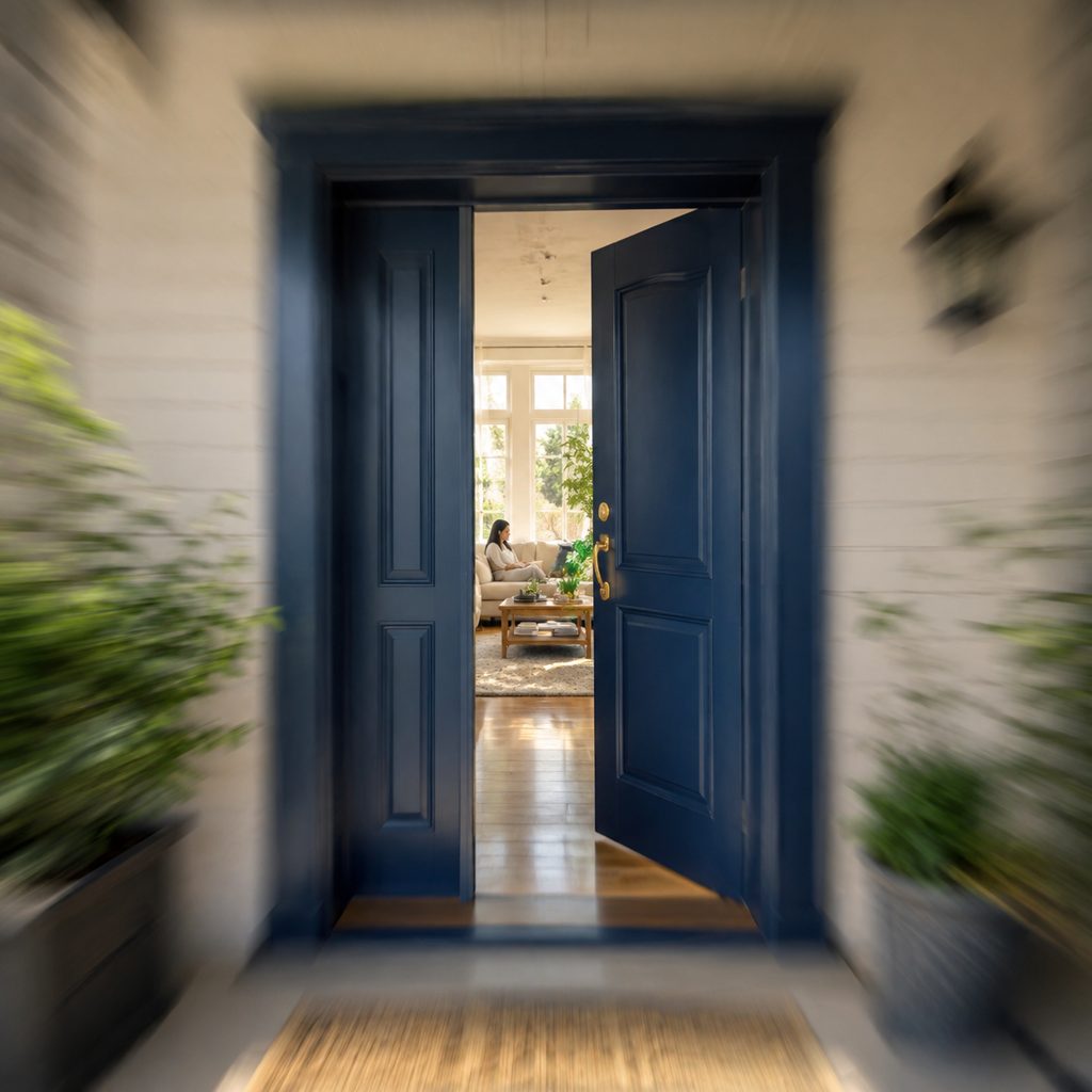Front door into the living room