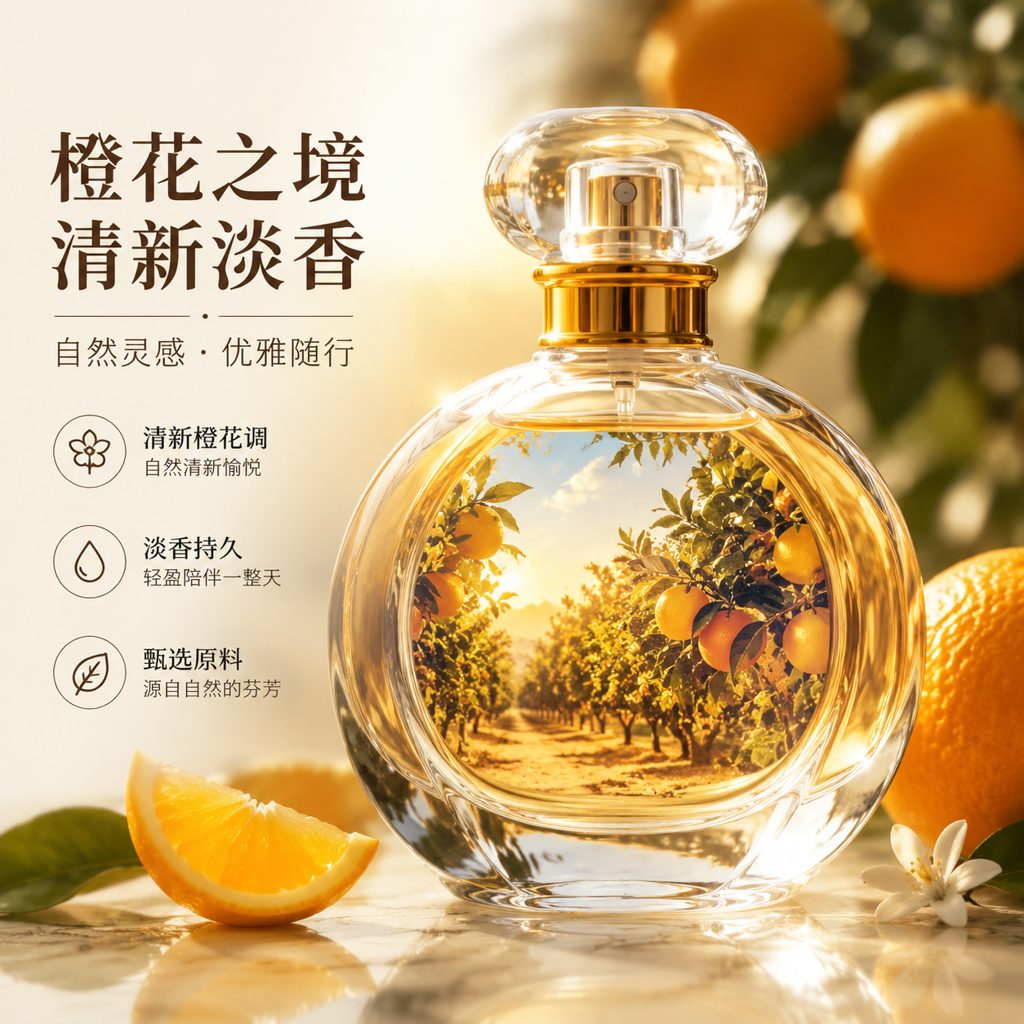 Perfume bottle into the grove