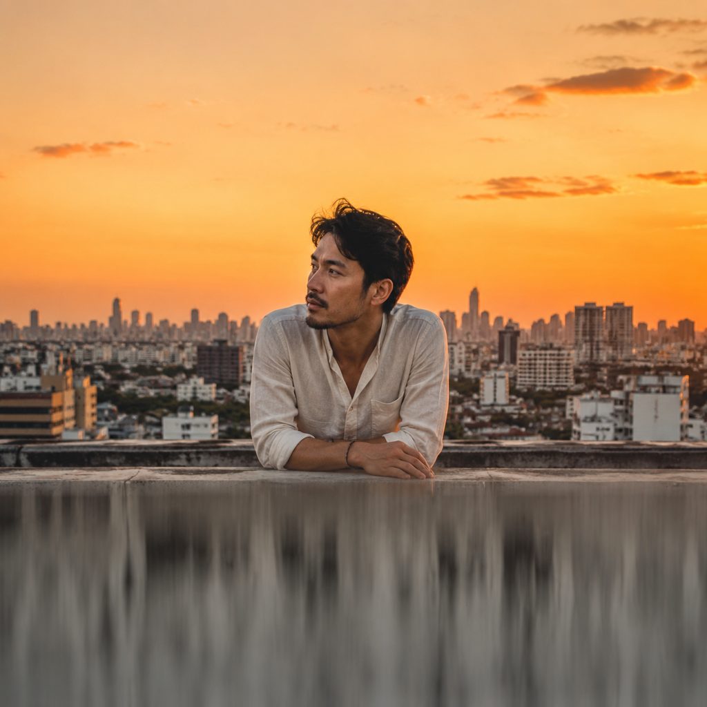 Rise to reveal the skyline