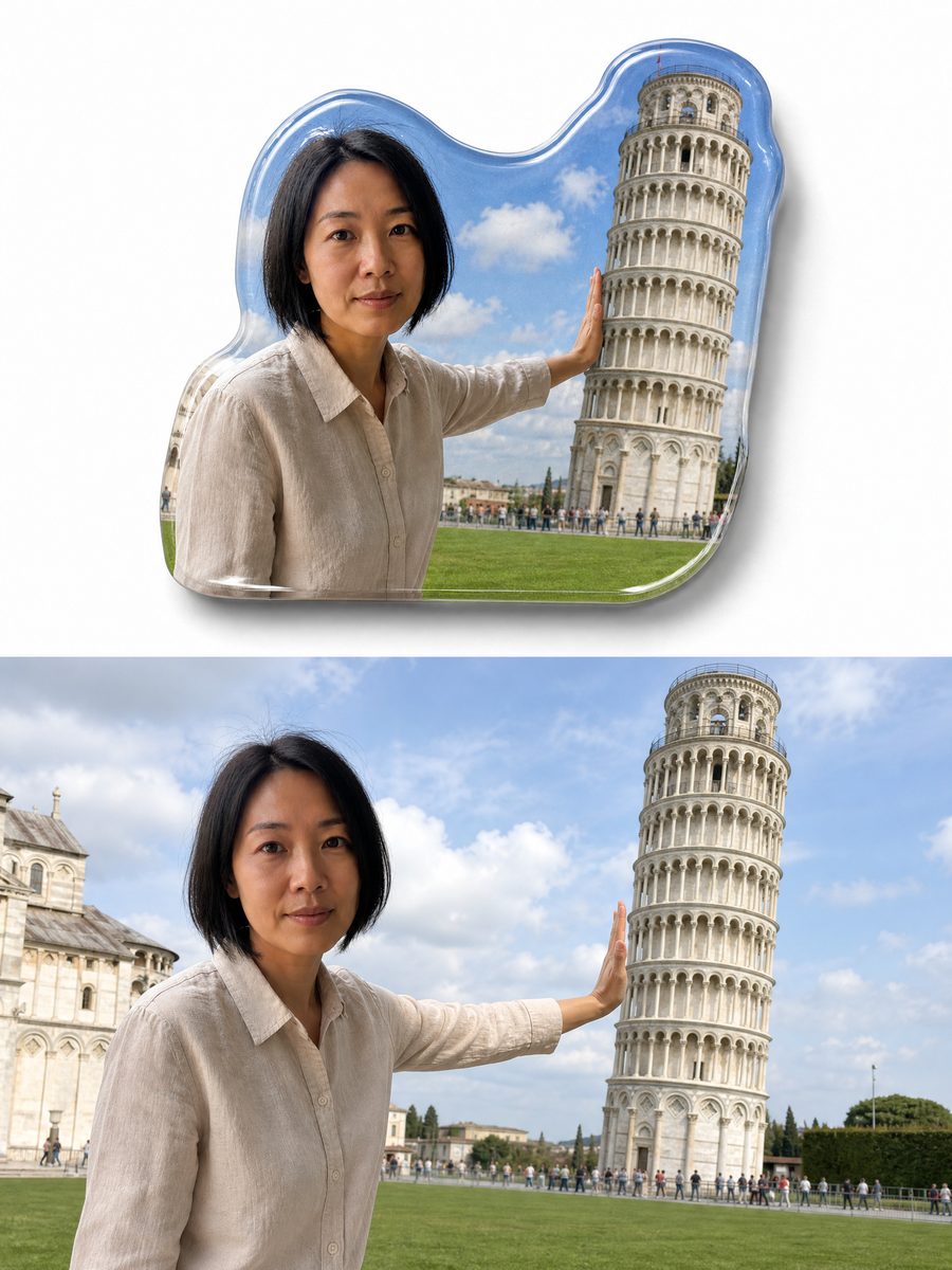 Travel-agency ad set without a location shoot