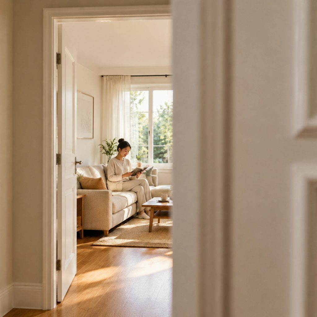 Through the doorway into the listing