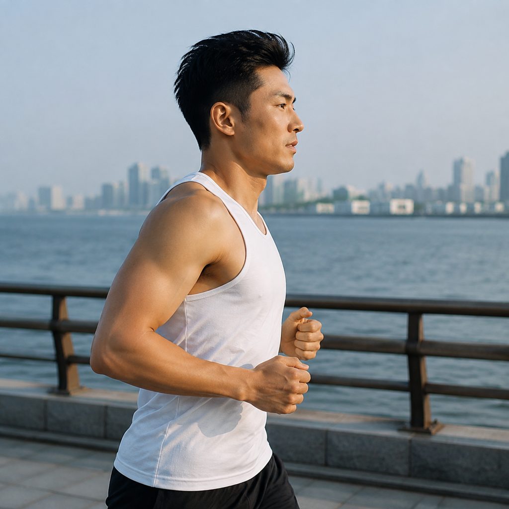 Runner along the waterfront