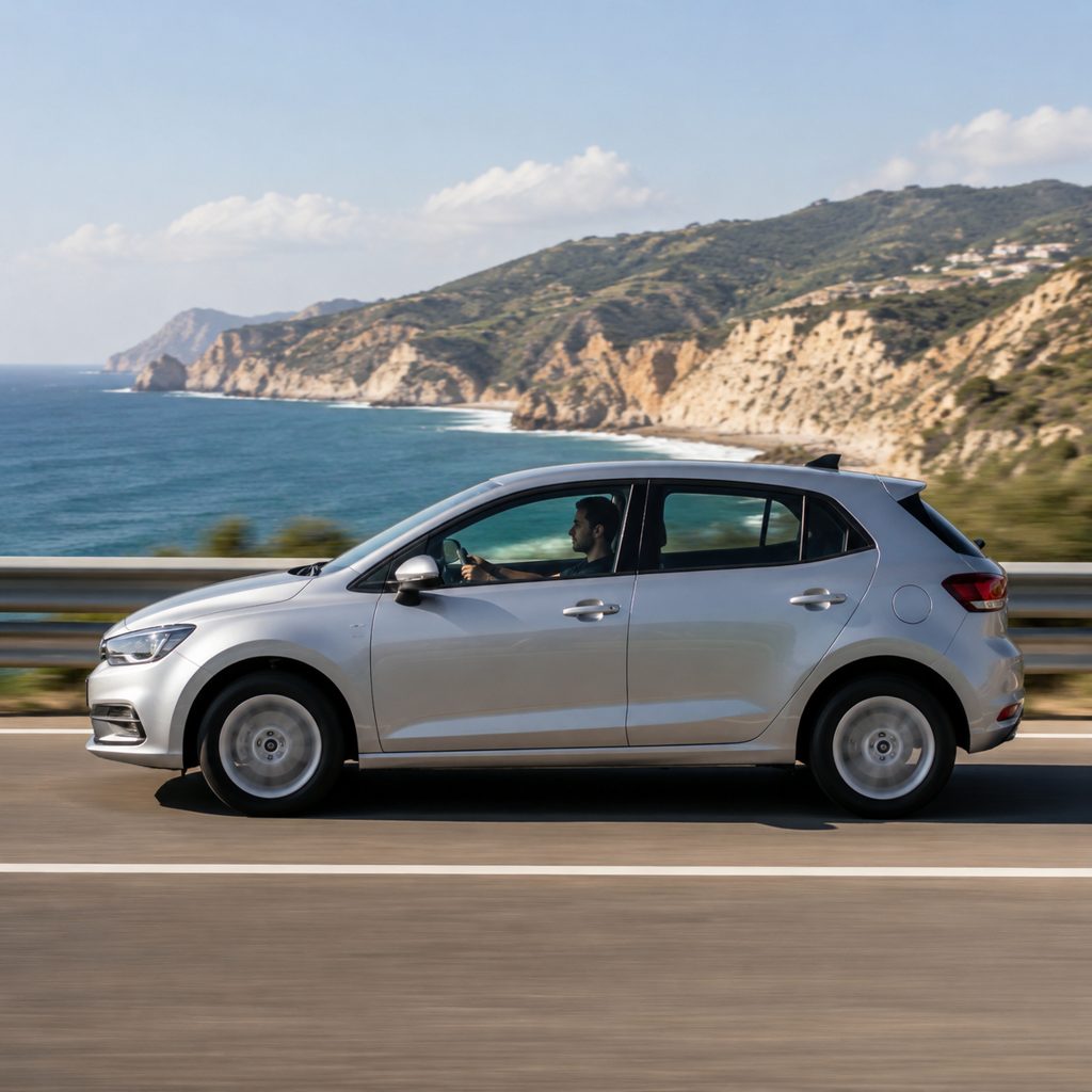 Car on the coast road