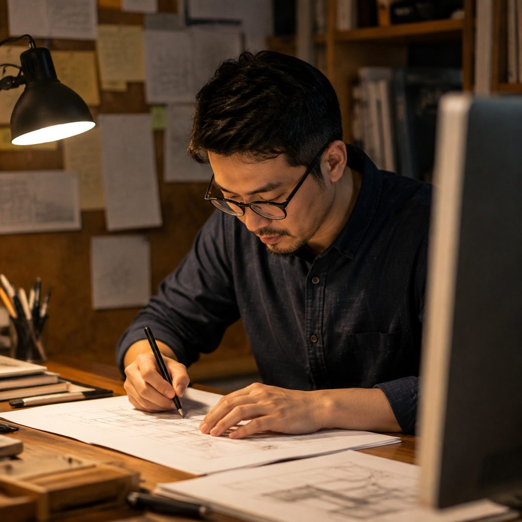 Return to the empty side of the desk