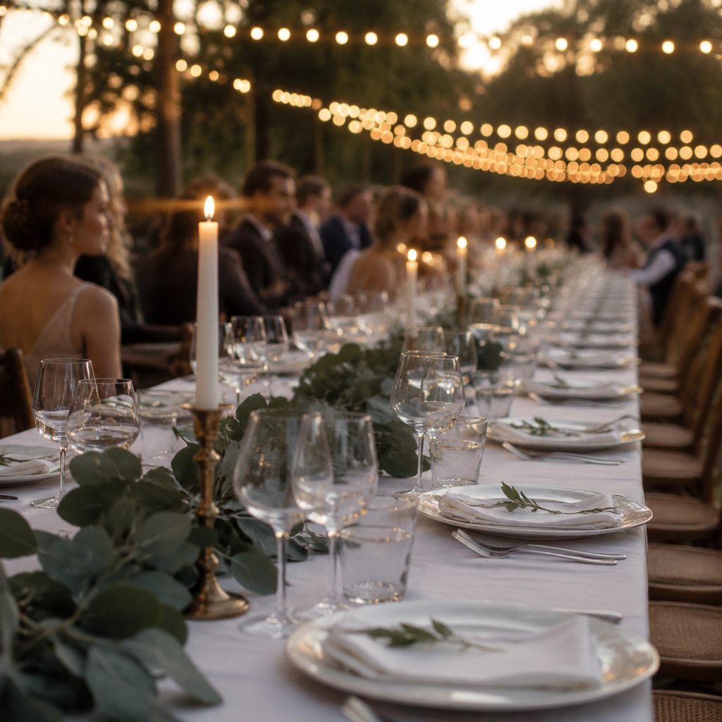 Slow drift across a wedding table