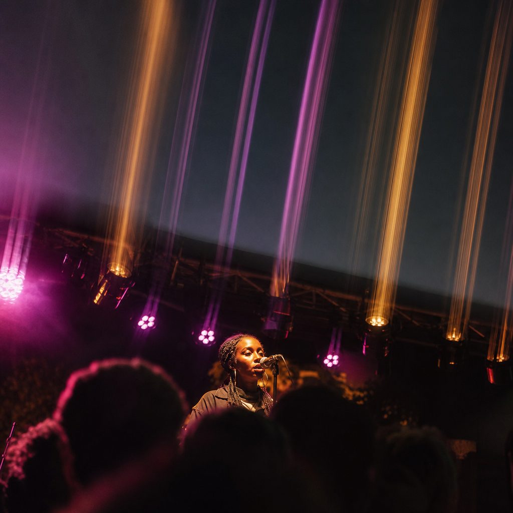 Sky to stage at a concert