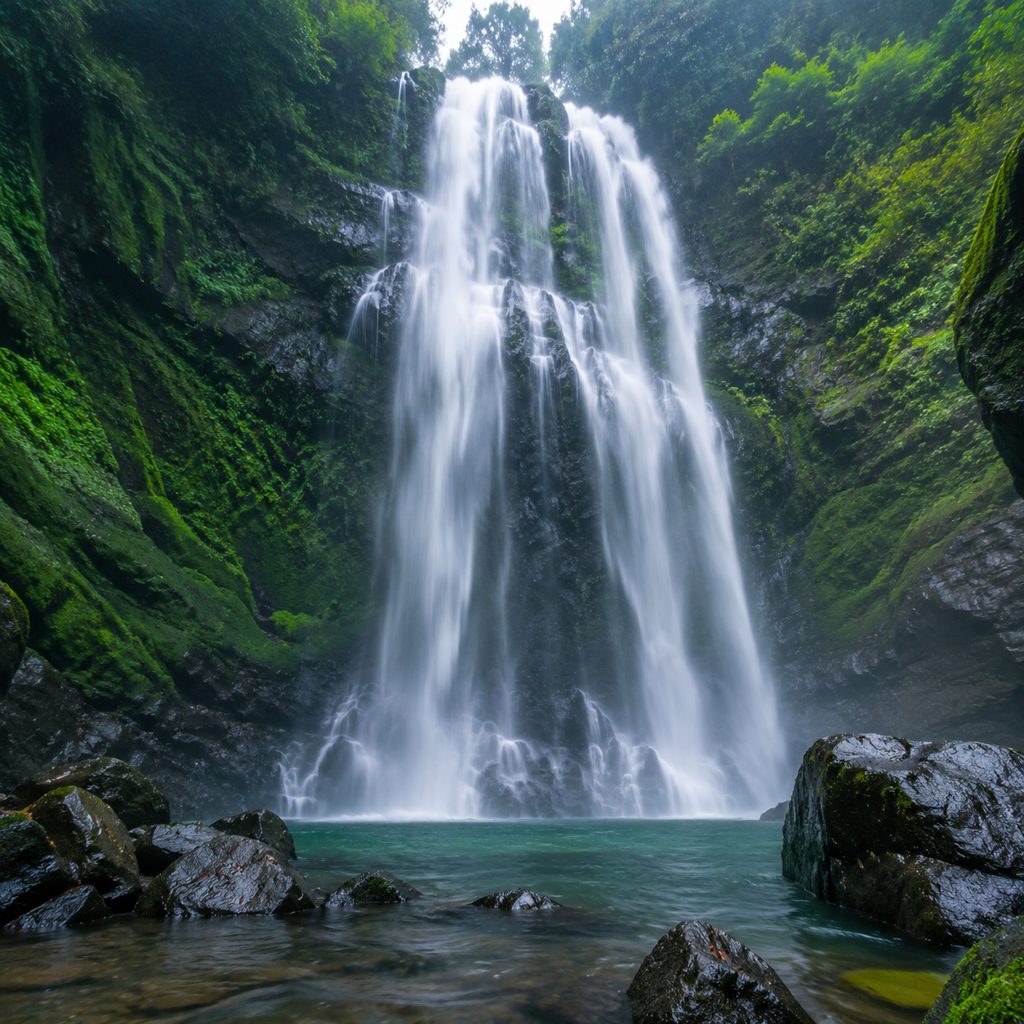 Waterfall from pool to crest