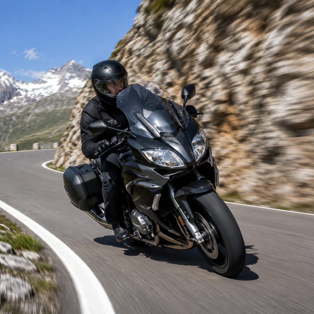 Motorcycle on a mountain pass
