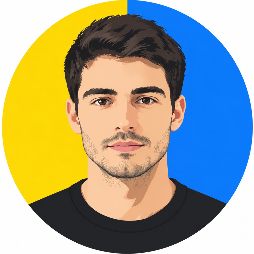 AI avatar generator: a selfie and the flat vector avatar made from it