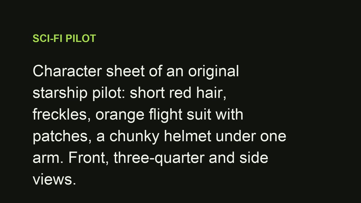 AI character sheet: original starship pilot — prompt