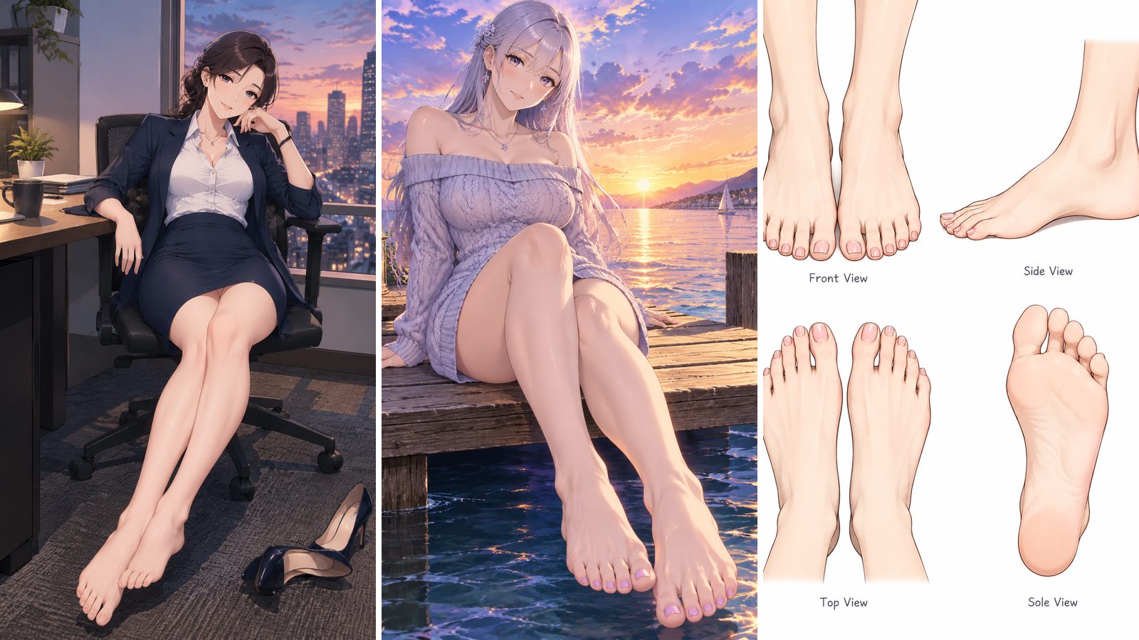 Anime feet and drawing references