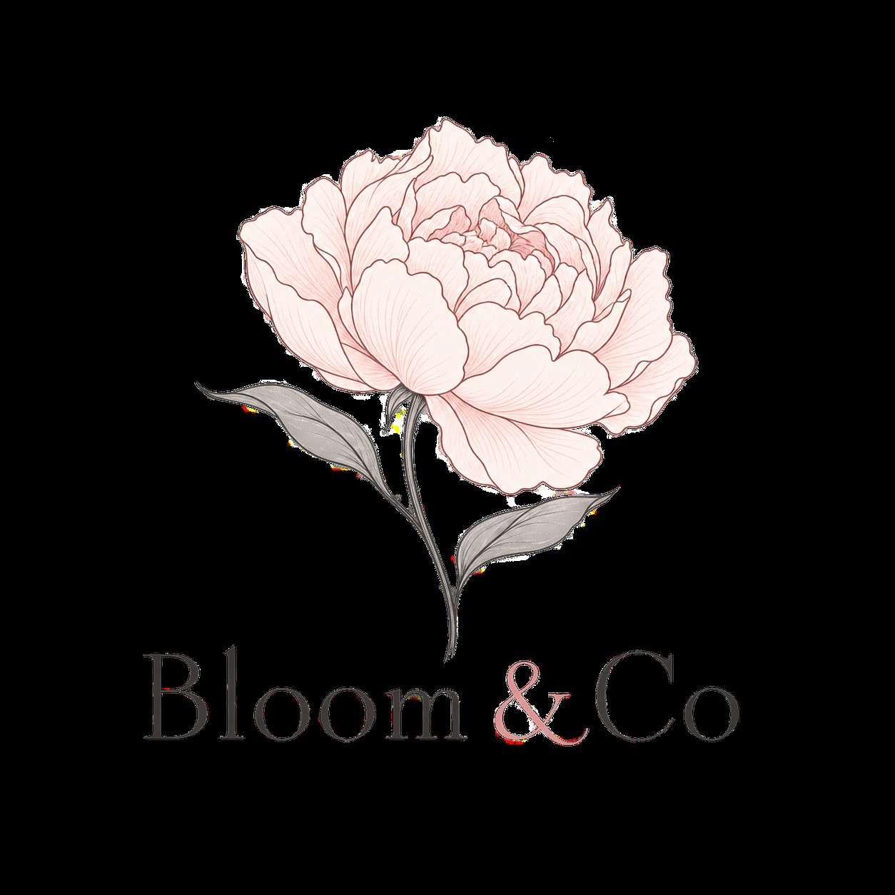 Line-art peony logo for a florist — logo