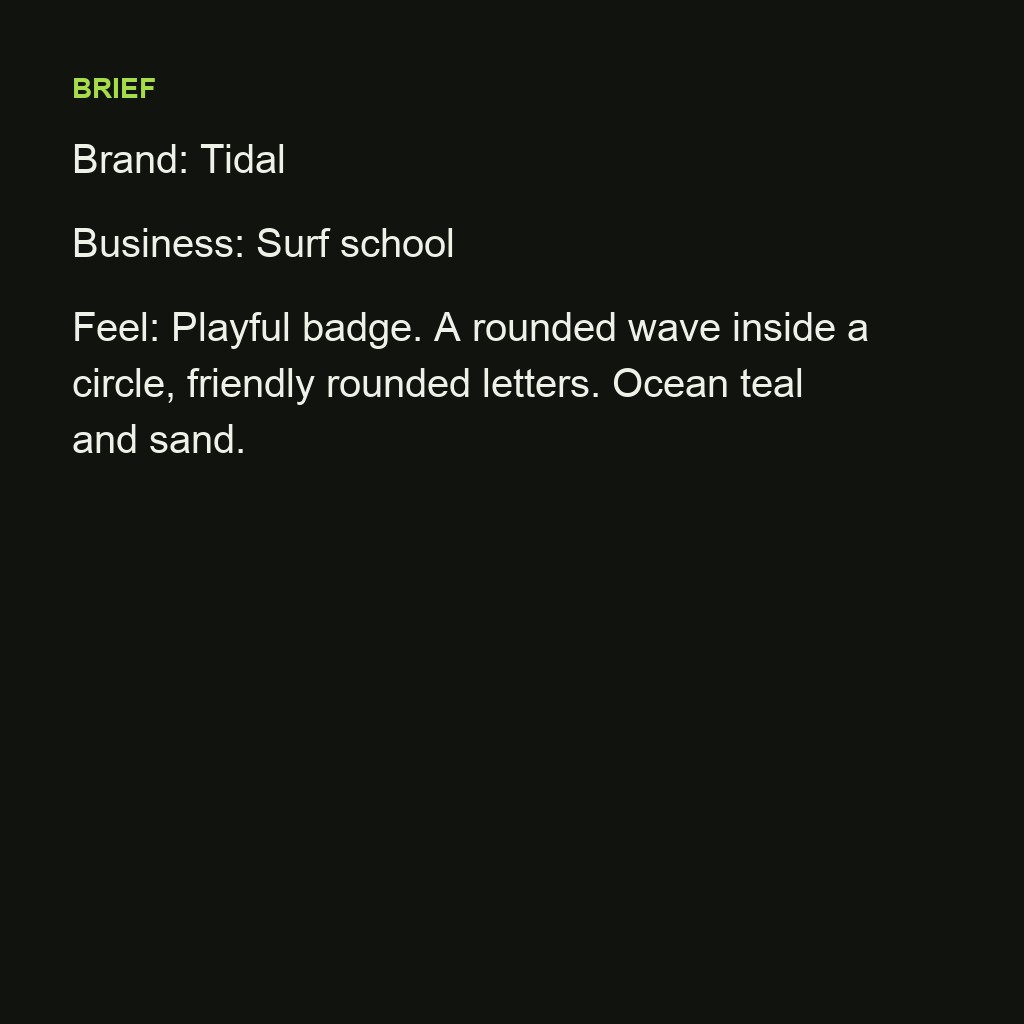 Wave badge logo for a surf school — brief