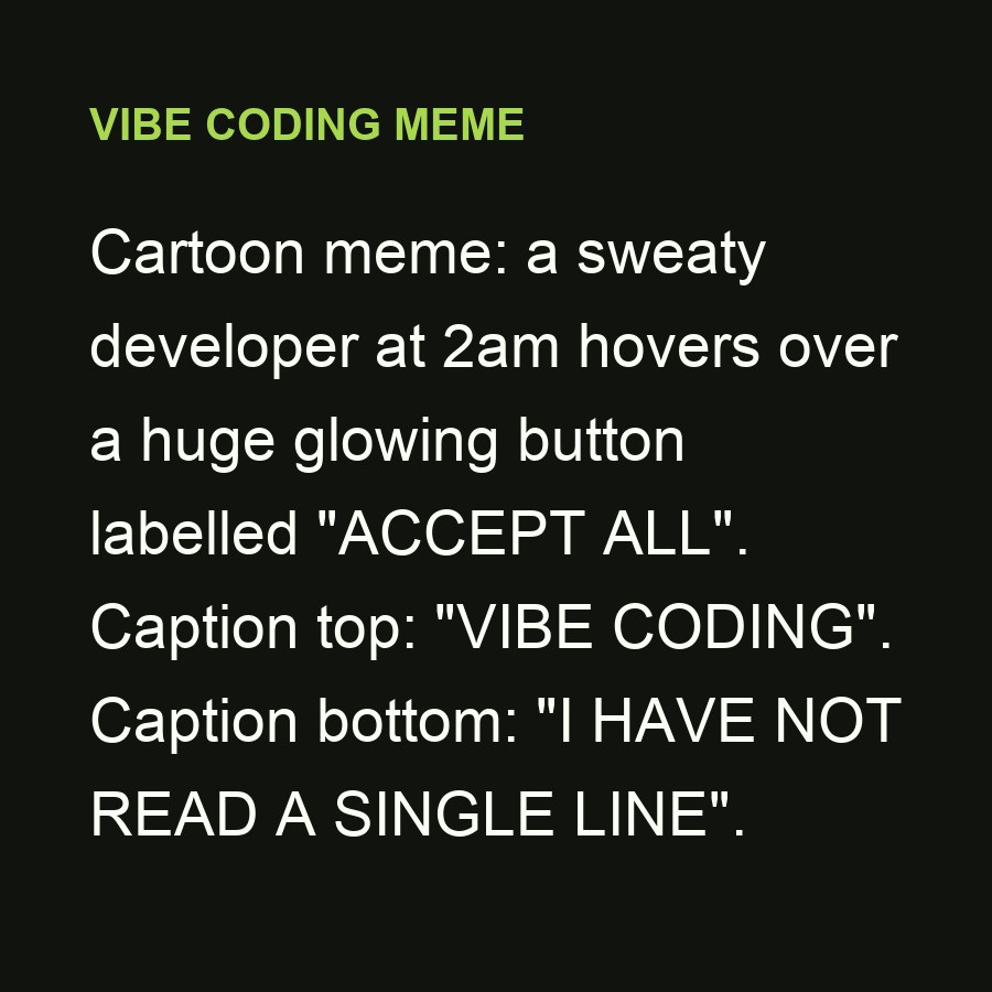 Vibe coding meme: accept all, I have not read a single line — input