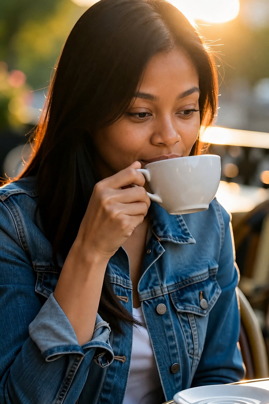 AI face swap on a coffee-sip reaction GIF — face swapped