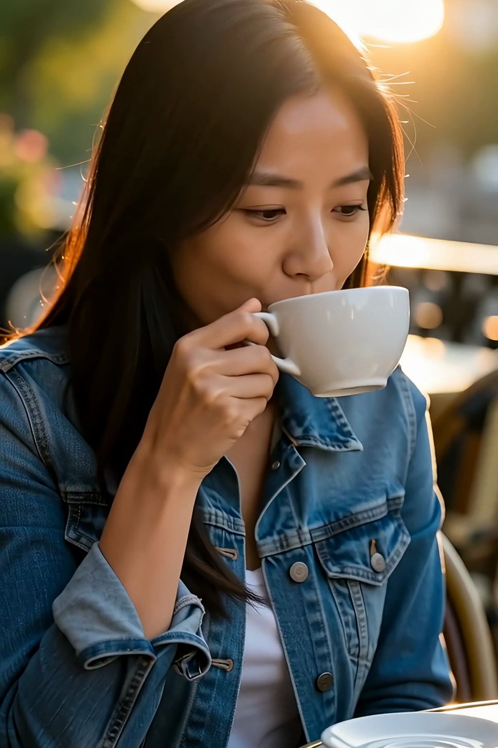 AI face swap on a coffee-sip reaction GIF — original