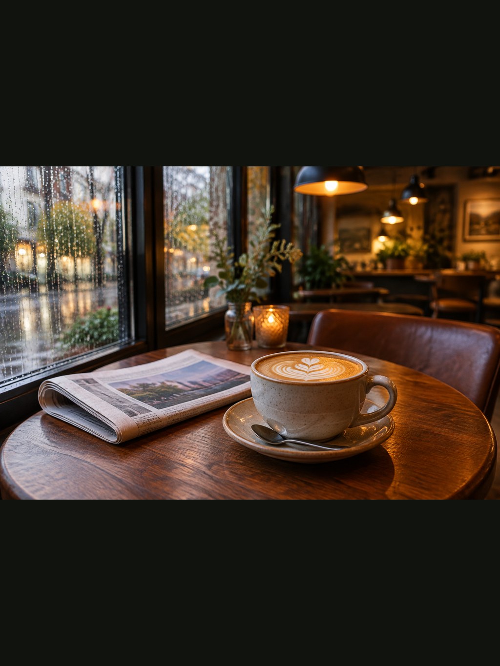 Cafe photo and its generated prompt — image